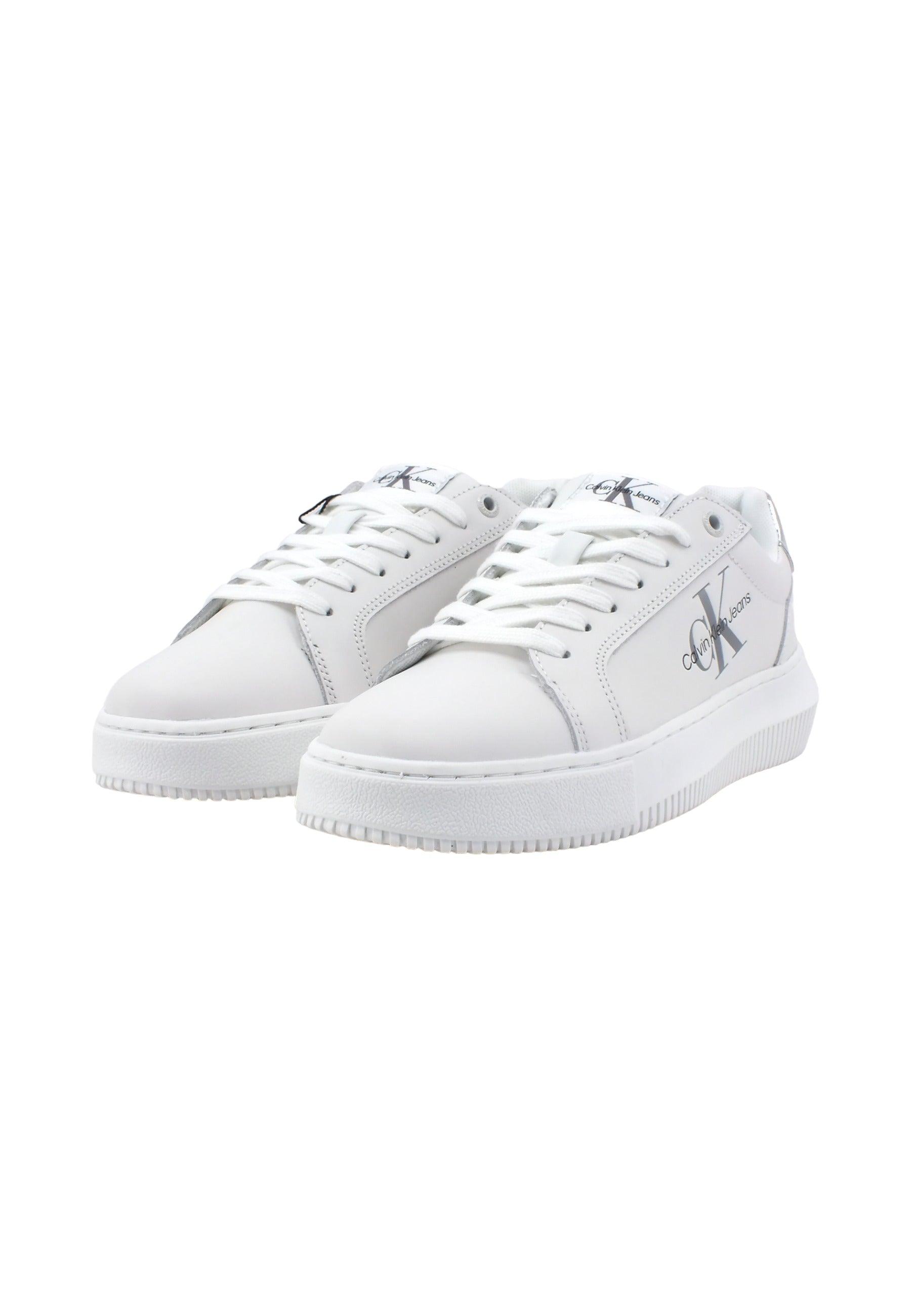 CALVIN KLEIN Chunky Cupsole Sneaker Donna White Silver YW0YW01224 - Sandrini Calzature e Abbigliamento
