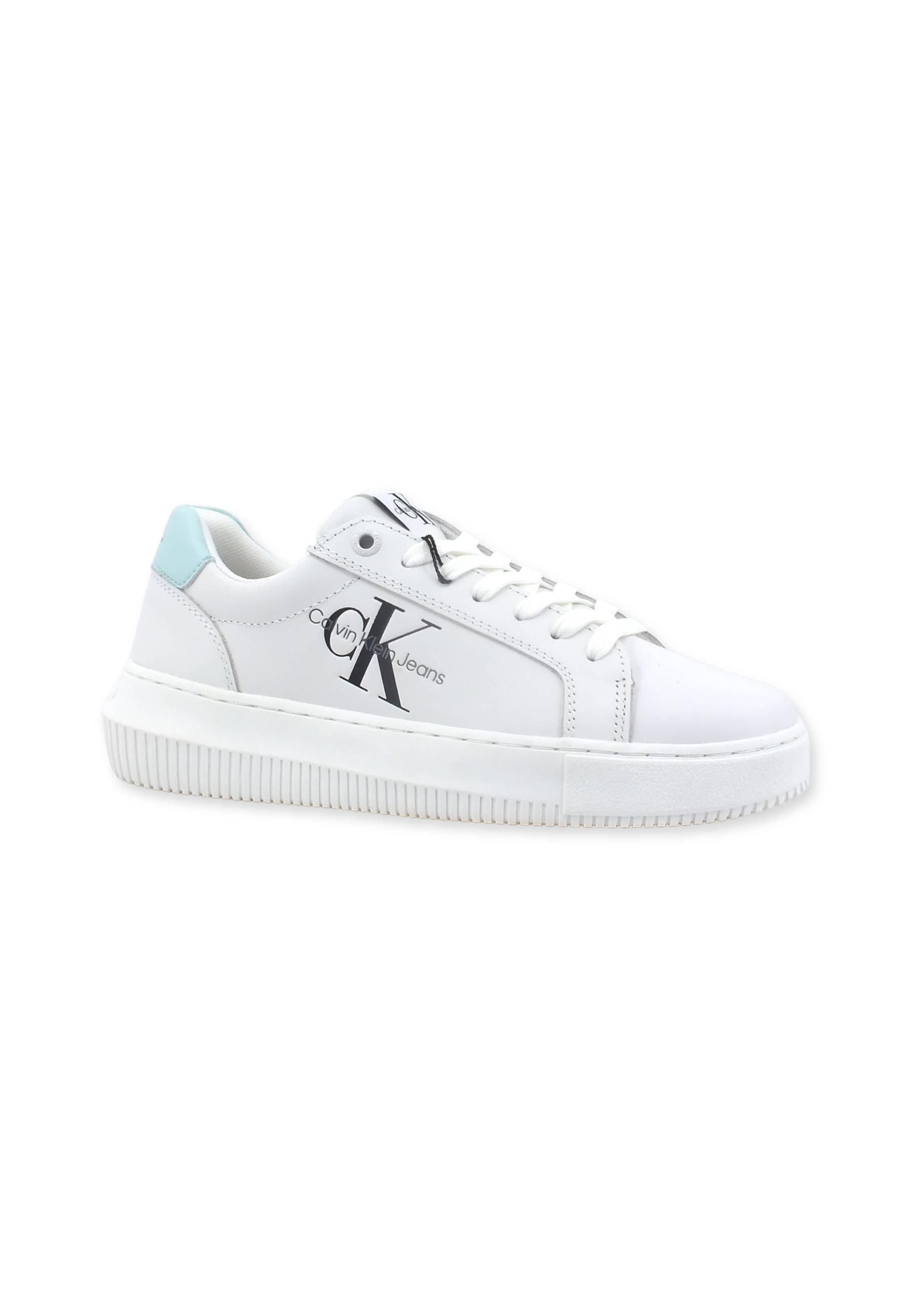 CALVIN KLEIN Chunky Cupsole Sneaker Donna White Sprout Green YW0YW0082 - Sandrini Calzature e Abbigliamento