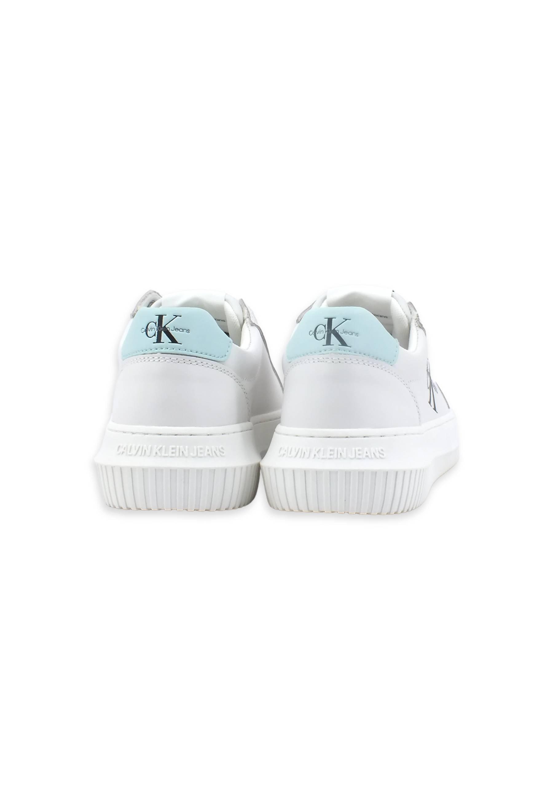 CALVIN KLEIN Chunky Cupsole Sneaker Donna White Sprout Green YW0YW0082 - Sandrini Calzature e Abbigliamento