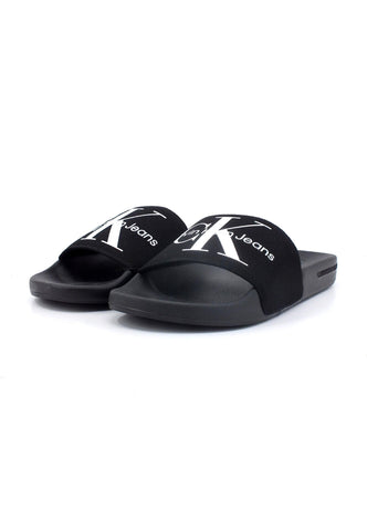 CALVIN KLEIN Ciabatta Uomo Slide Monogram Black YM0YM00061 - Sandrini Calzature e Abbigliamento