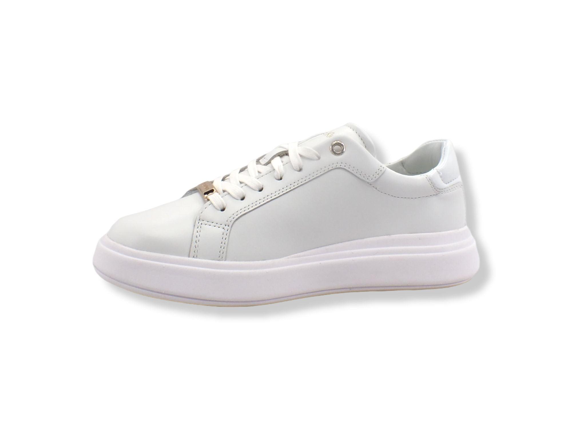 CALVIN KLEIN Cupsole Lace Up Logo Sneaker Donna Triple White HW0HW00768 - Sandrini Calzature e Abbigliamento