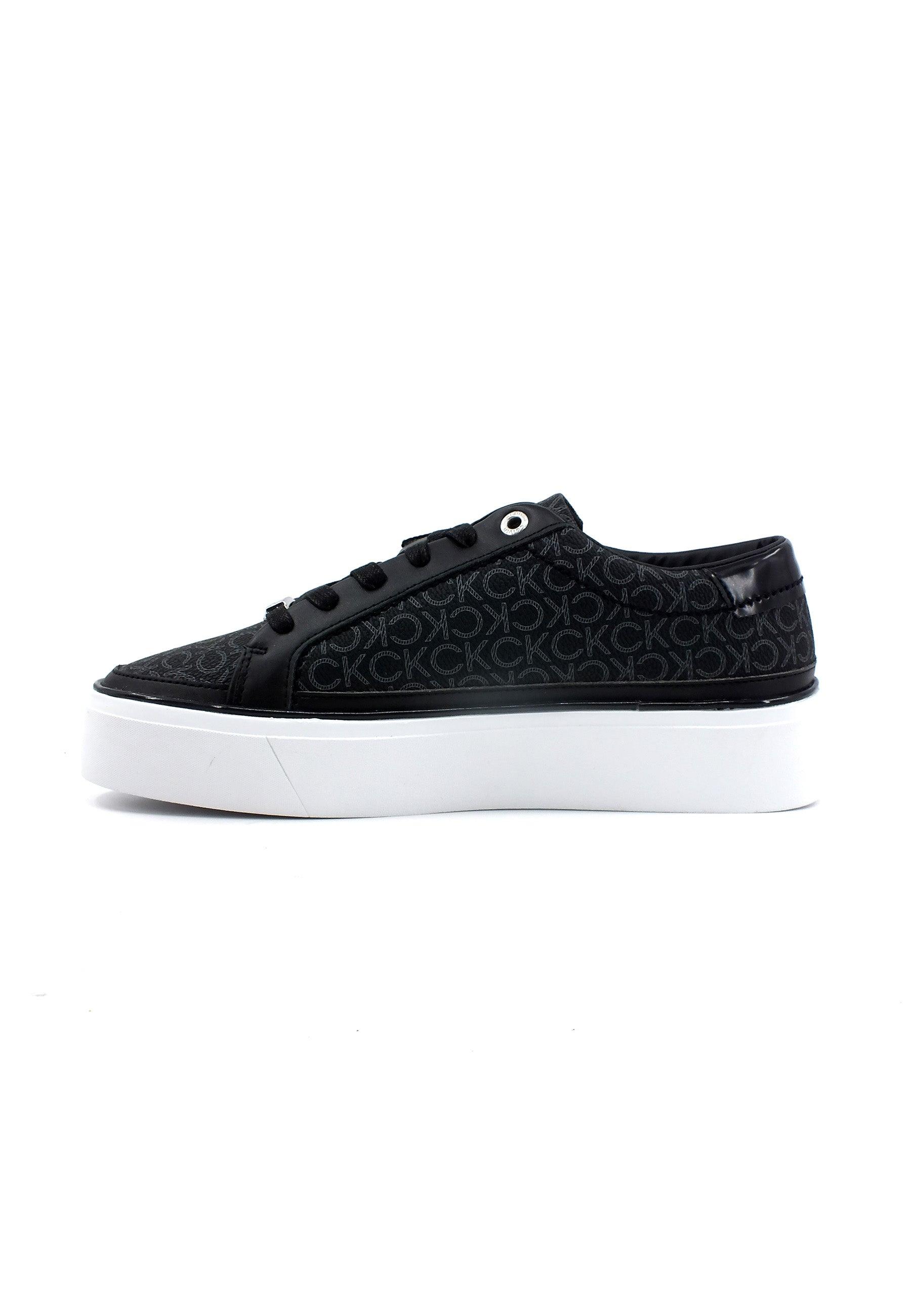 CALVIN KLEIN Flatform Cupsole Sneaker Donna Monogram Black HW0HW01420 - Sandrini Calzature e Abbigliamento