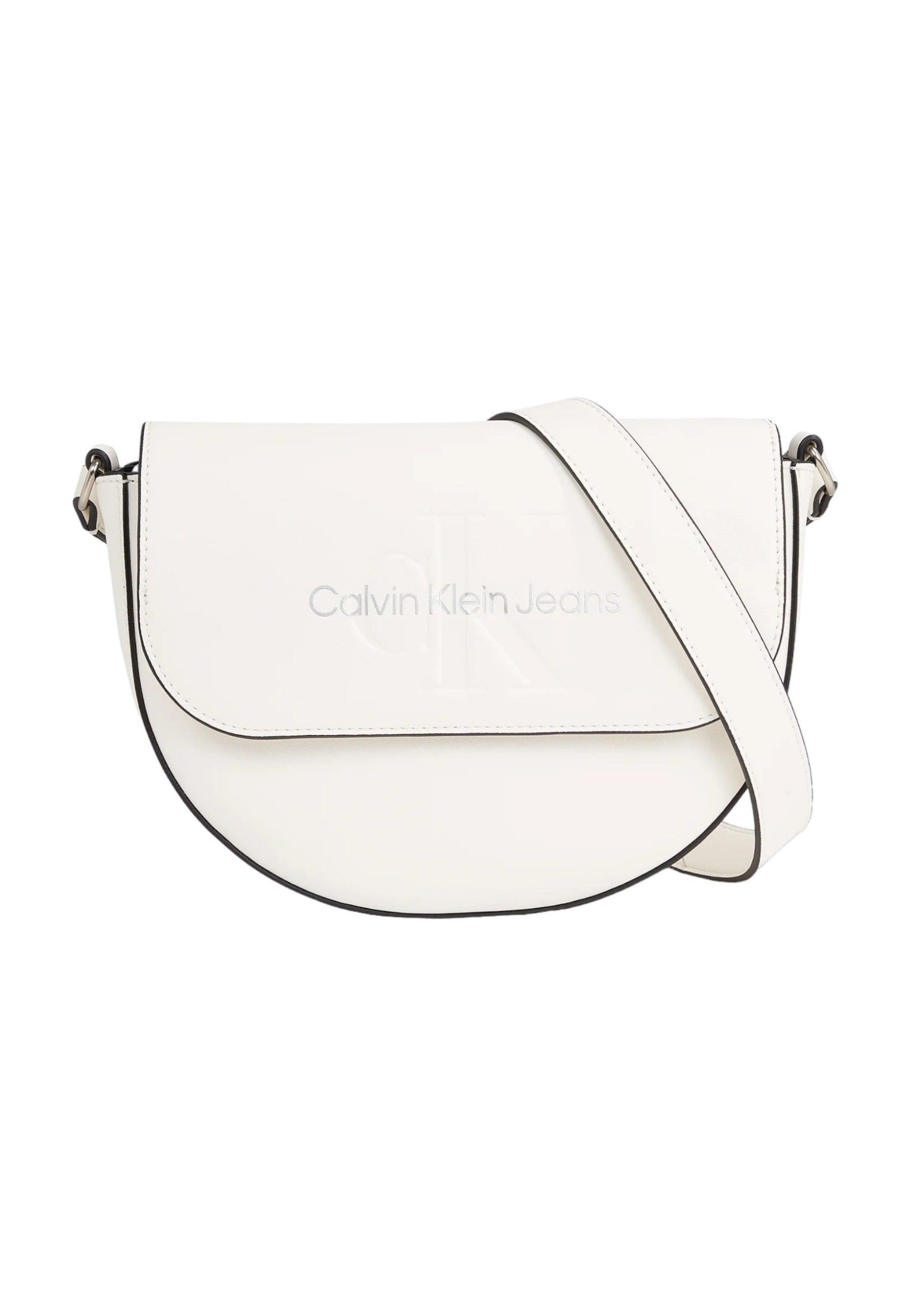 CALVIN KLEIN Mono 22 Logo Borsa Tracolla Donna White Silver K60K611223 - Sandrini Calzature e Abbigliamento