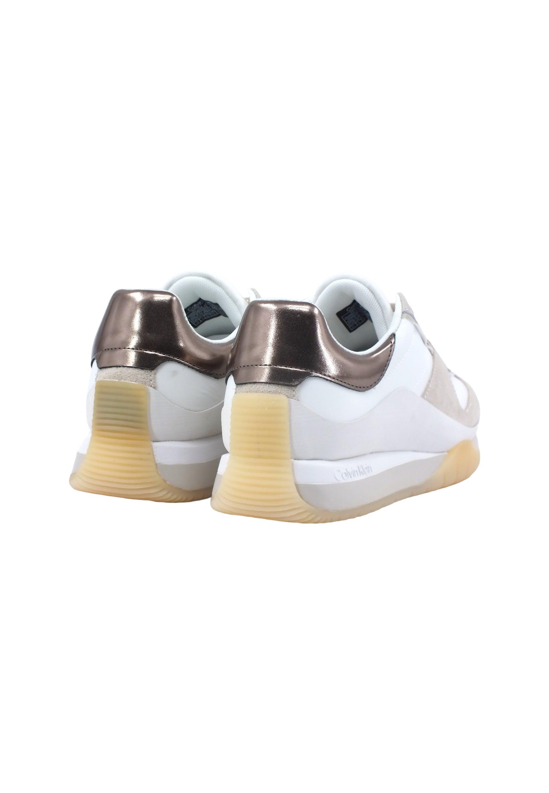 CALVIN KLEIN Origin Runner Lace Up Sneaker Donna Bright White Bronze HW0HW01879 - Sandrini Calzature e Abbigliamento