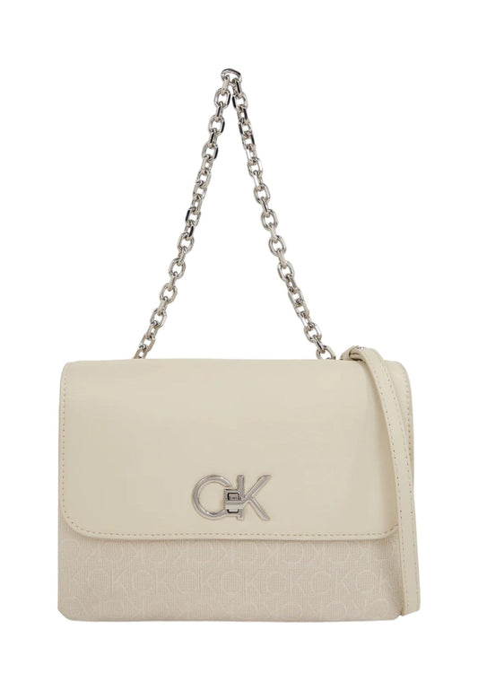 CALVIN KLEIN Re-Lock Borsa Donna Dark Ecru Beige K60K611877 - Sandrini Calzature e Abbigliamento