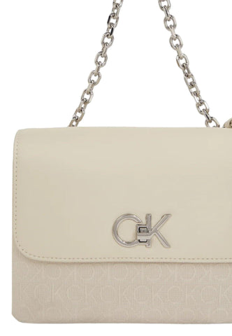 CALVIN KLEIN Re-Lock Borsa Donna Dark Ecru Beige K60K611877 - Sandrini Calzature e Abbigliamento