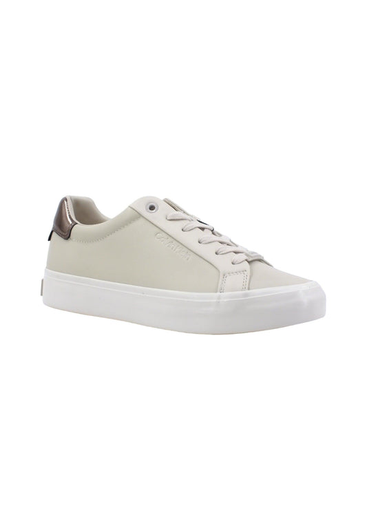 CALVIN KLEIN Vulc Lace Up Met Sneaker Donna Dark Ecru HW0HW01884 - Sandrini Calzature e Abbigliamento