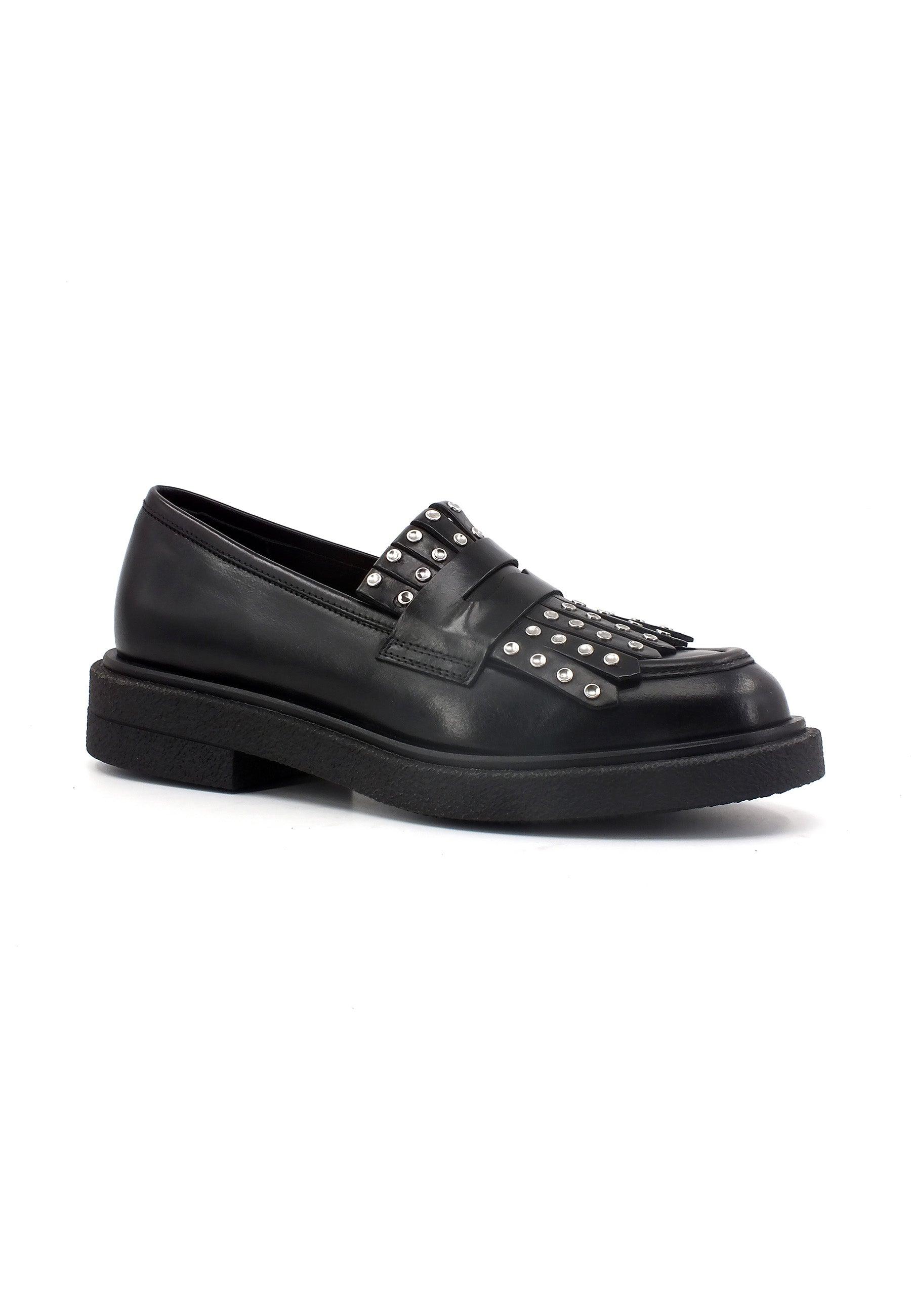 CARMENS Brook Fringe Mocassino Borchie Donna Nero 52201 - Sandrini Calzature e Abbigliamento