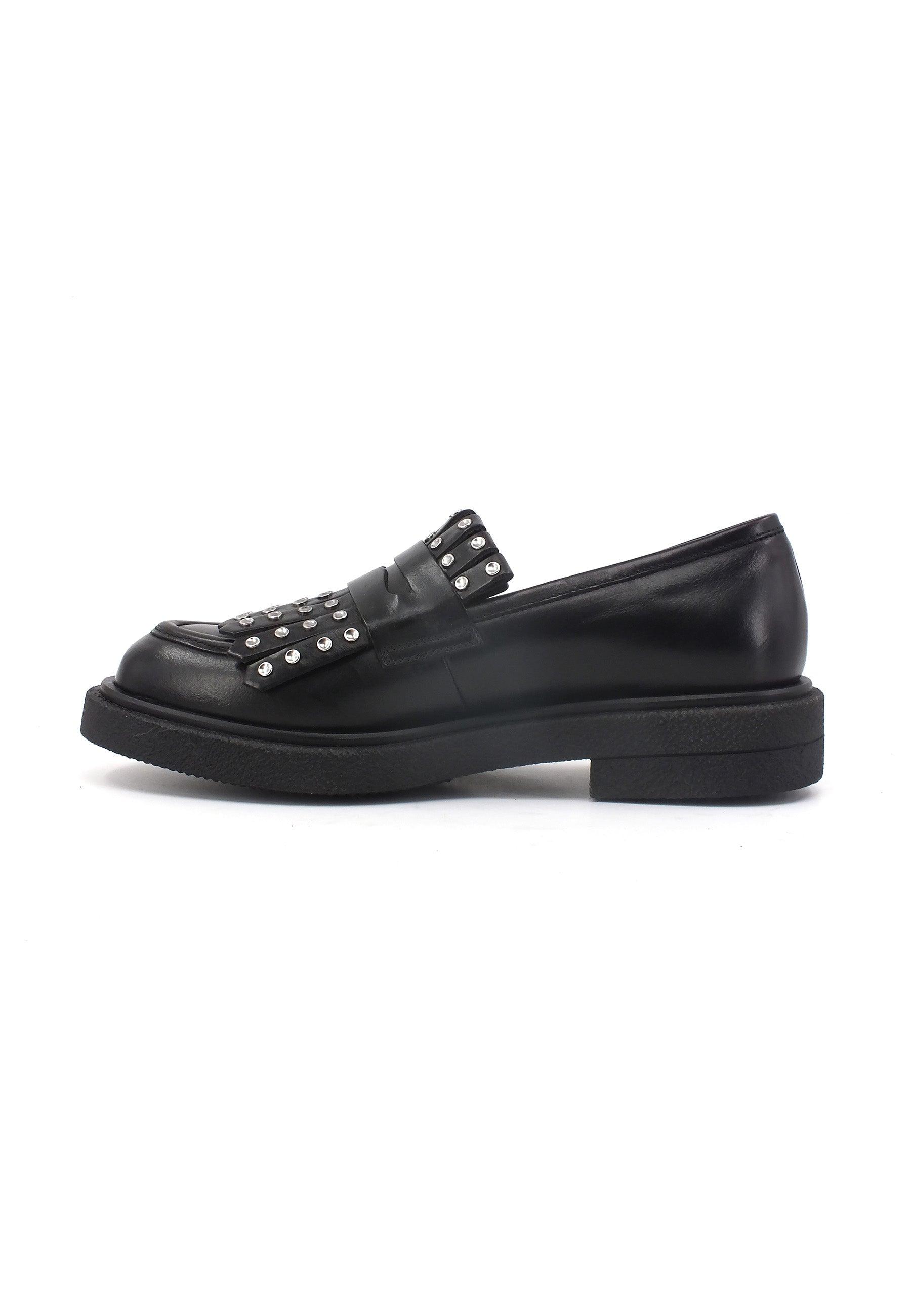 CARMENS Brook Fringe Mocassino Borchie Donna Nero 52201 - Sandrini Calzature e Abbigliamento