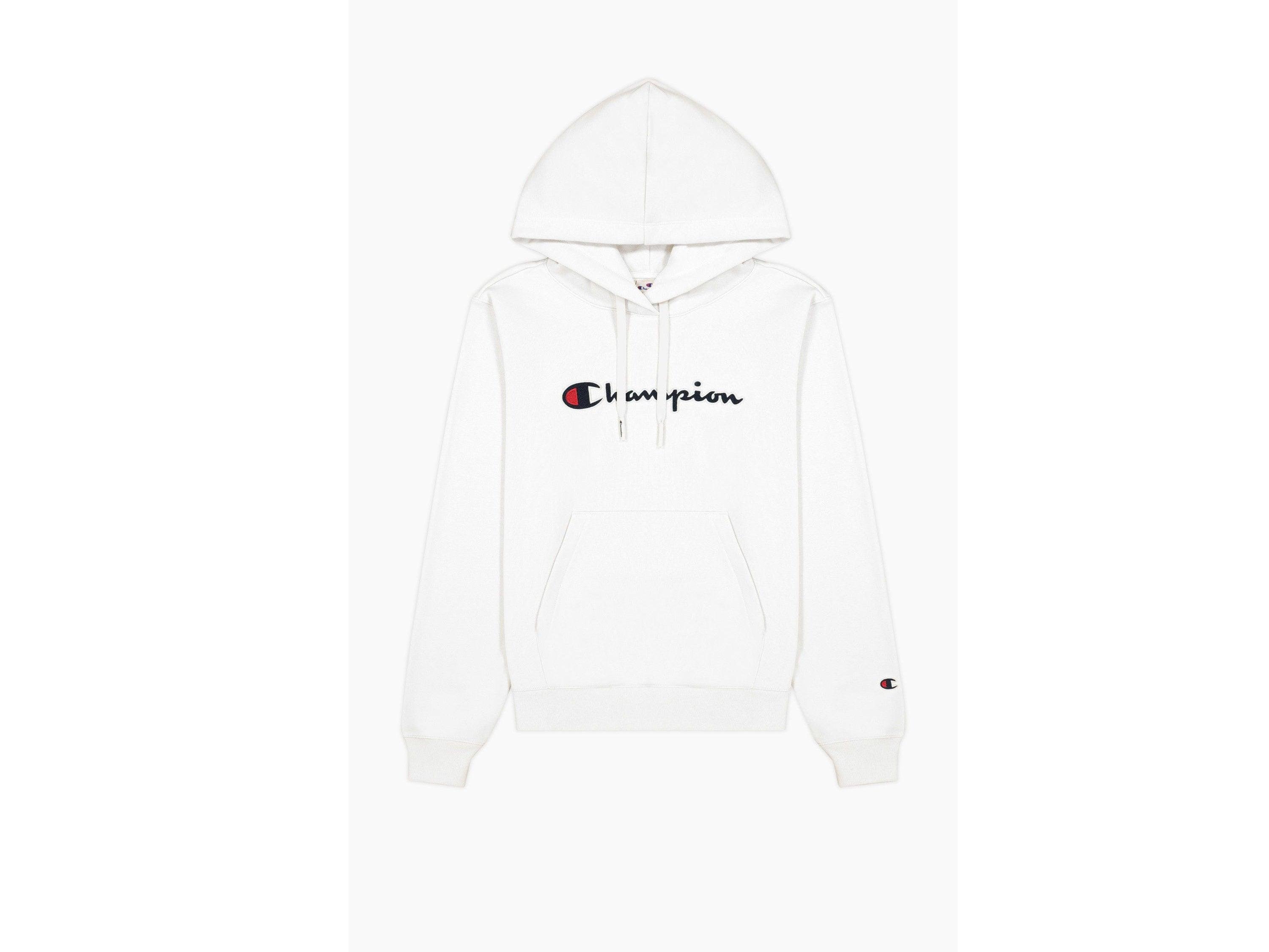 CHAMPION Felpa Cappuccio Logo Bianco 114461 - Sandrini Calzature e Abbigliamento