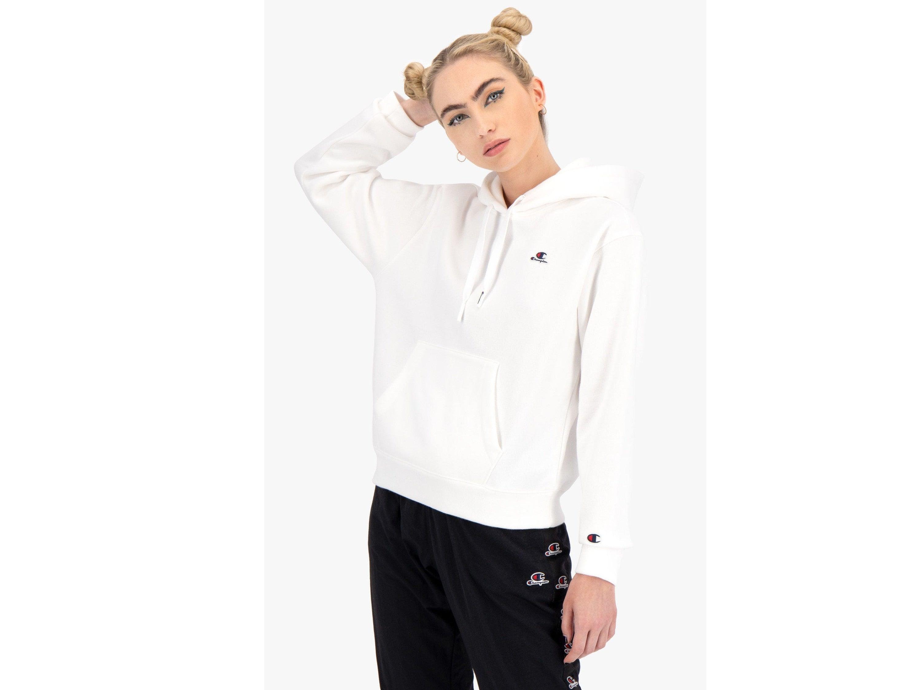CHAMPION Felpa Cappuccio Logo Bianco 114466 - Sandrini Calzature e Abbigliamento