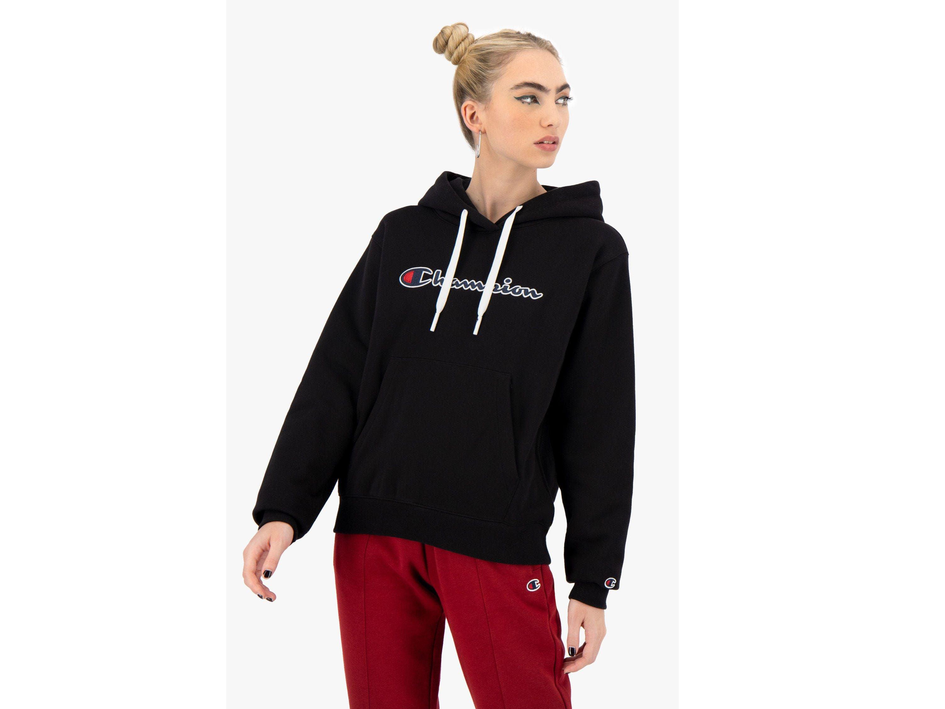 CHAMPION Felpa Cappuccio Logo Nero 114461 - Sandrini Calzature e Abbigliamento