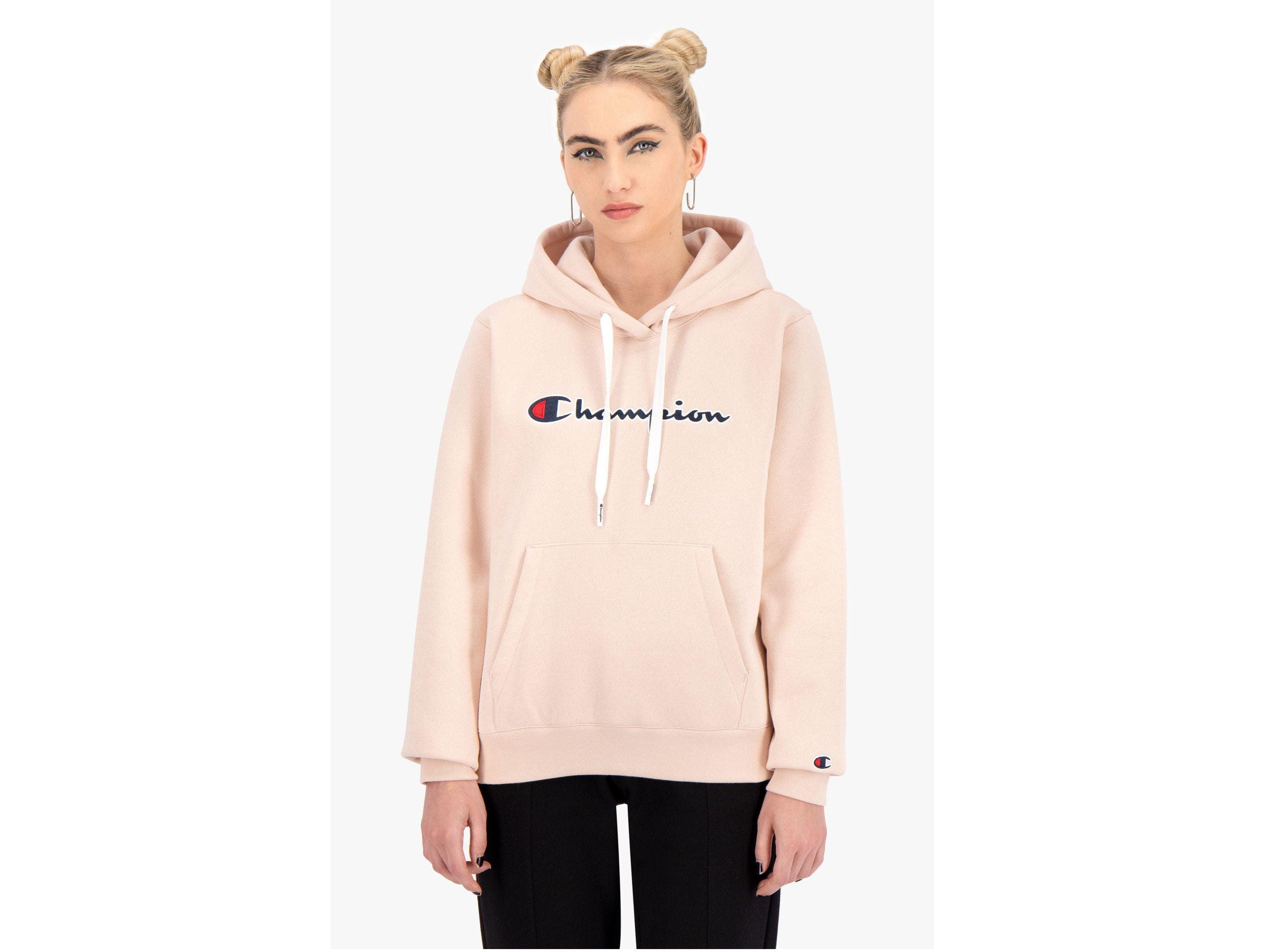 CHAMPION Felpa Cappuccio Logo Rosa 114461 - Sandrini Calzature e Abbigliamento