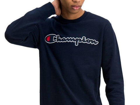 CHAMPION Felpa Girocollo Logo Navy 214720 - Sandrini Calzature e Abbigliamento