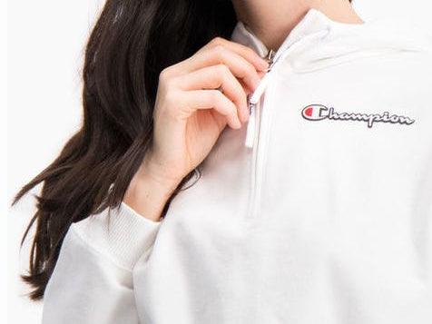 CHAMPION Felpa Hoodie Cappuccio Crop Bianco 112641 - Sandrini Calzature e Abbigliamento