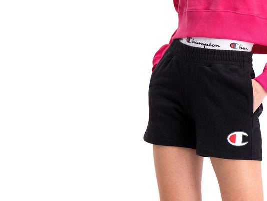 CHAMPION Pantaloncino Corto Shorts Elastico Logo Donna Nero 112648 - Sandrini Calzature e Abbigliamento