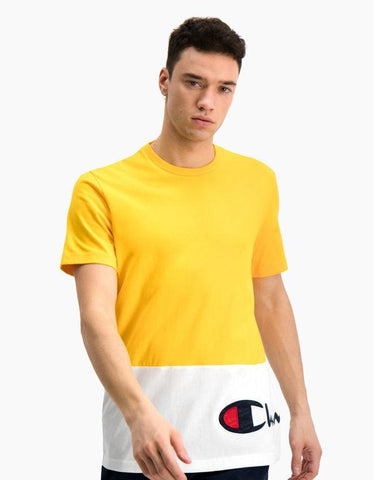 CHAMPION T-Shirt Bicolor Yellow White 214208 - Sandrini Calzature e Abbigliamento
