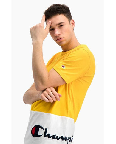 CHAMPION T-Shirt Bicolor Yellow White 214208 - Sandrini Calzature e Abbigliamento
