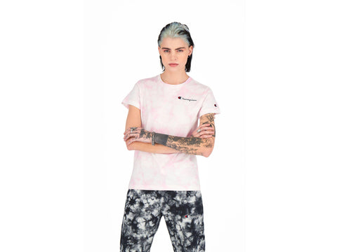 CHAMPION T-Shirt Watercolor Donna Logo Rosa Pink 113939 - Sandrini Calzature e Abbigliamento