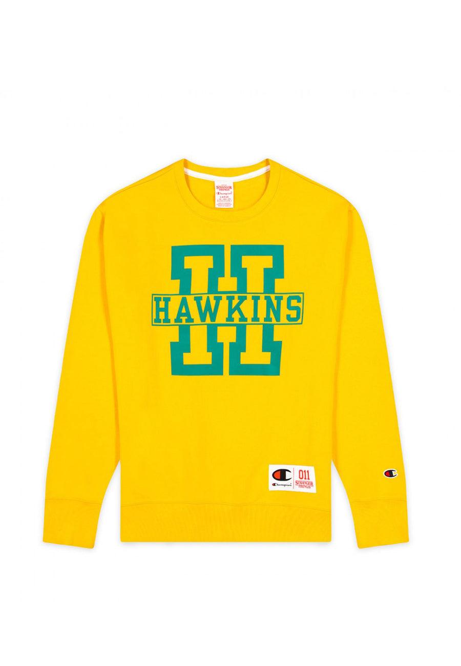 CHAMPION x STRANGER THINGS Felpa Unisex Hawkins Giallo 217752 - Sandrini Calzature e Abbigliamento