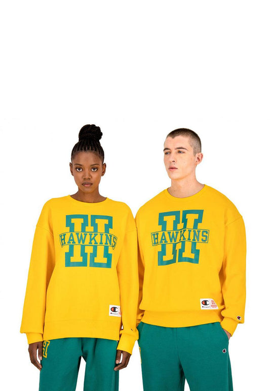 CHAMPION x STRANGER THINGS Felpa Unisex Hawkins Giallo 217752 - Sandrini Calzature e Abbigliamento