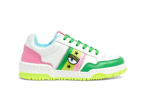 CHIARA FERRAGNI CF-1 Sneaker Donna Logo Eyelike White Green Multicolor CF2902-010 - Sandrini Calzature e Abbigliamento