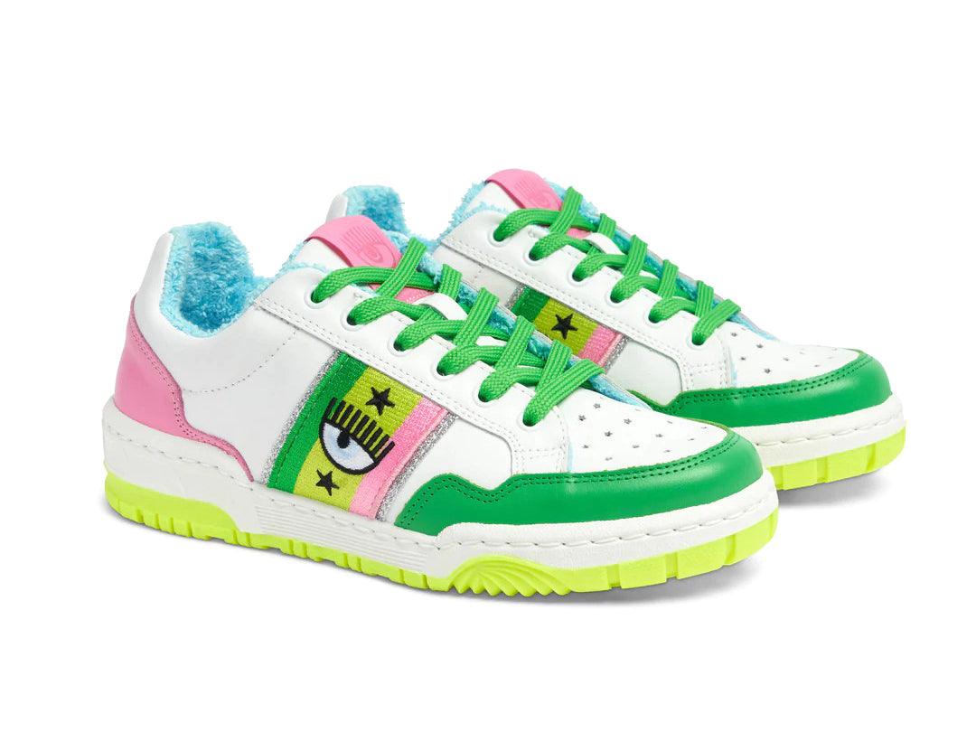 CHIARA FERRAGNI CF-1 Sneaker Donna Logo Eyelike White Green Multicolor CF2902-010 - Sandrini Calzature e Abbigliamento