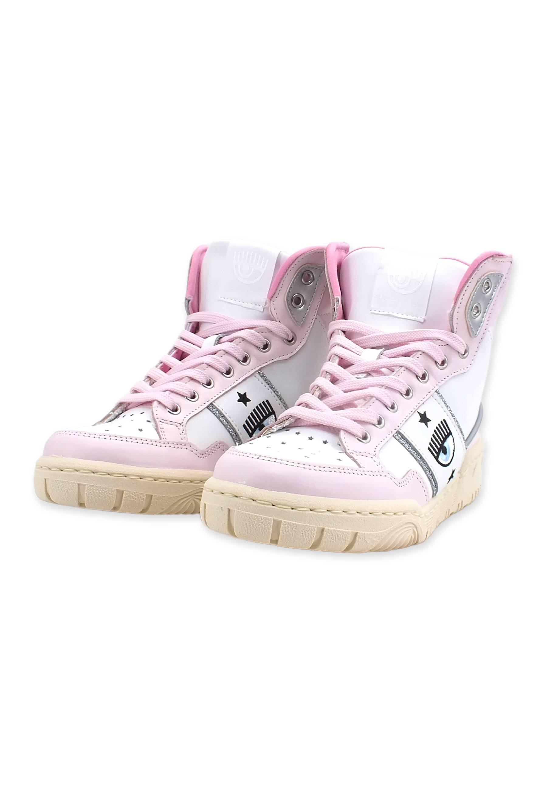 CHIARA FERRAGNI Sneaker High Donna White Light Pink CF3006-171 - Sandrini Calzature e Abbigliamento