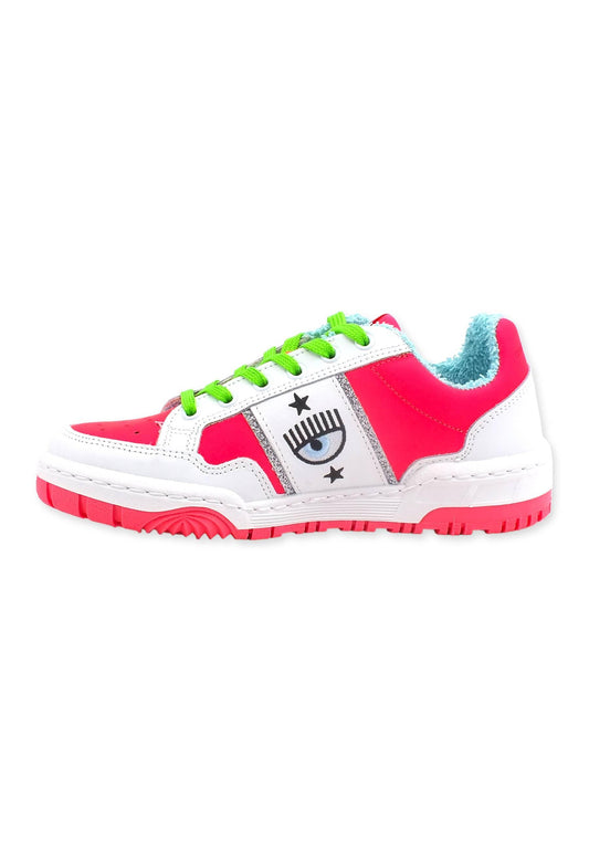 CHIARA FERRAGNI Sneaker Low Donna Bianco Pink Fluo CF3002-037 - Sandrini Calzature e Abbigliamento