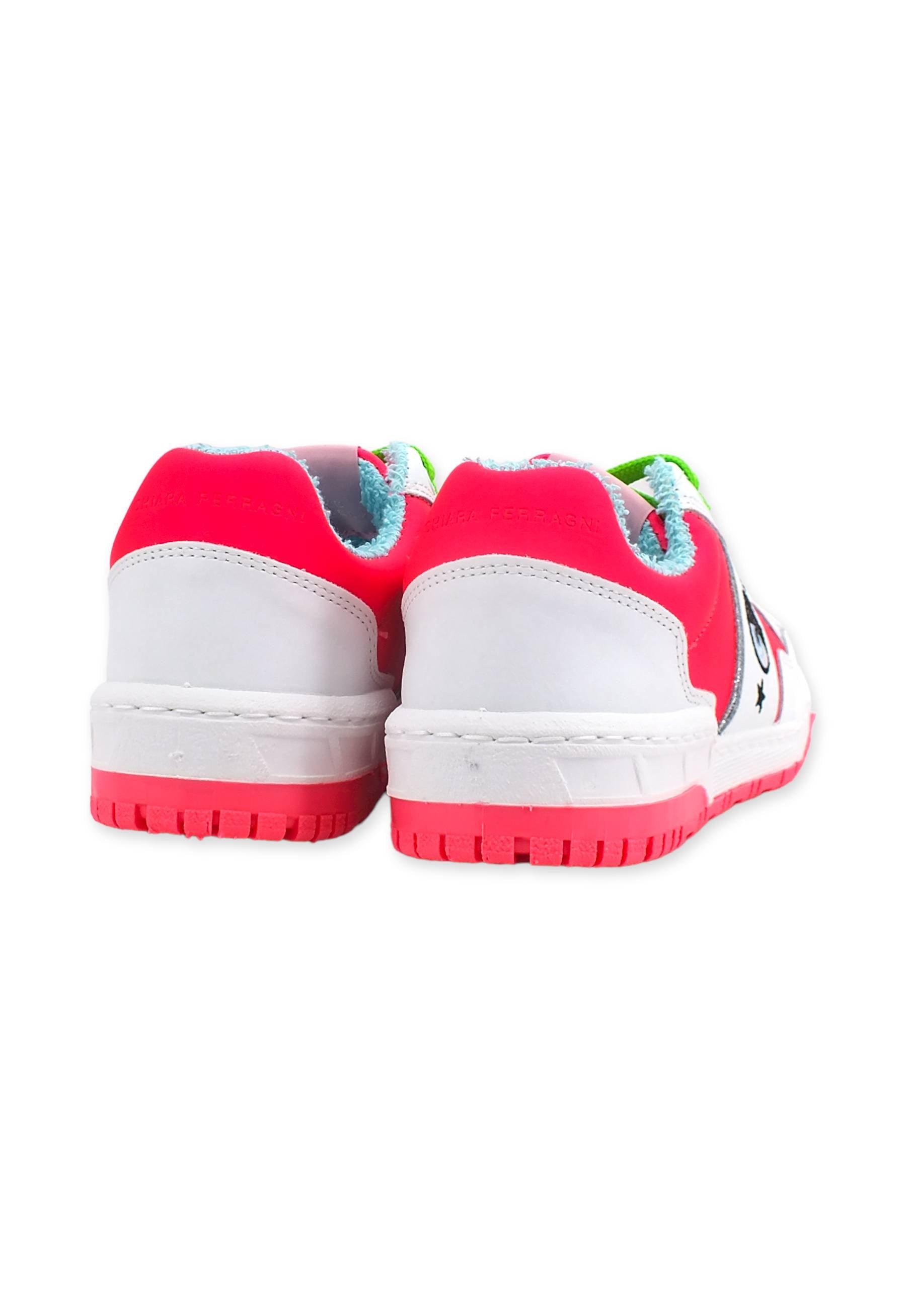 CHIARA FERRAGNI Sneaker Low Donna Bianco Pink Fluo CF3002-037 - Sandrini Calzature e Abbigliamento