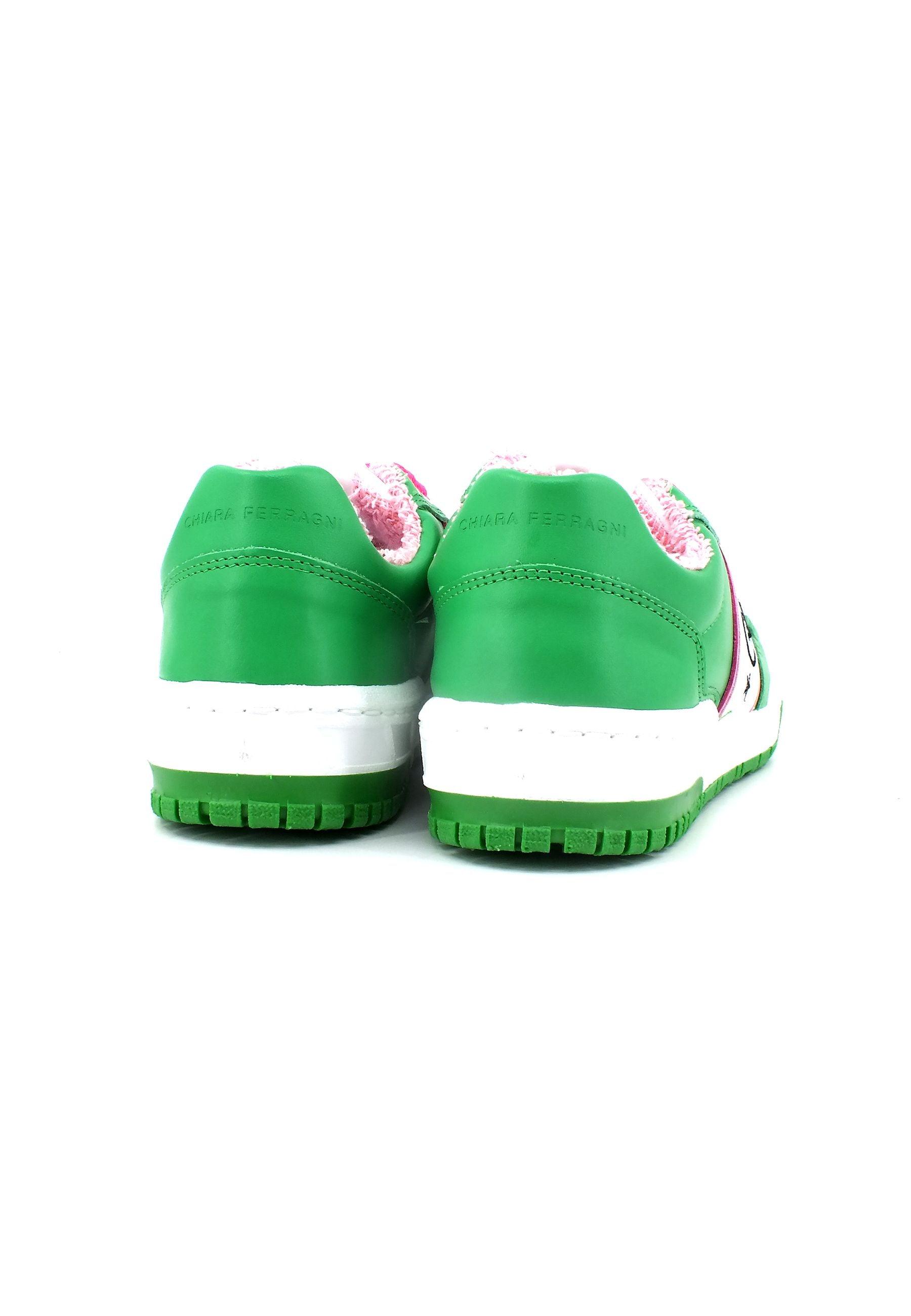 CHIARA FERRAGNI Sneaker Low Donna Green Pink Fluo CF3108-078 - Sandrini Calzature e Abbigliamento