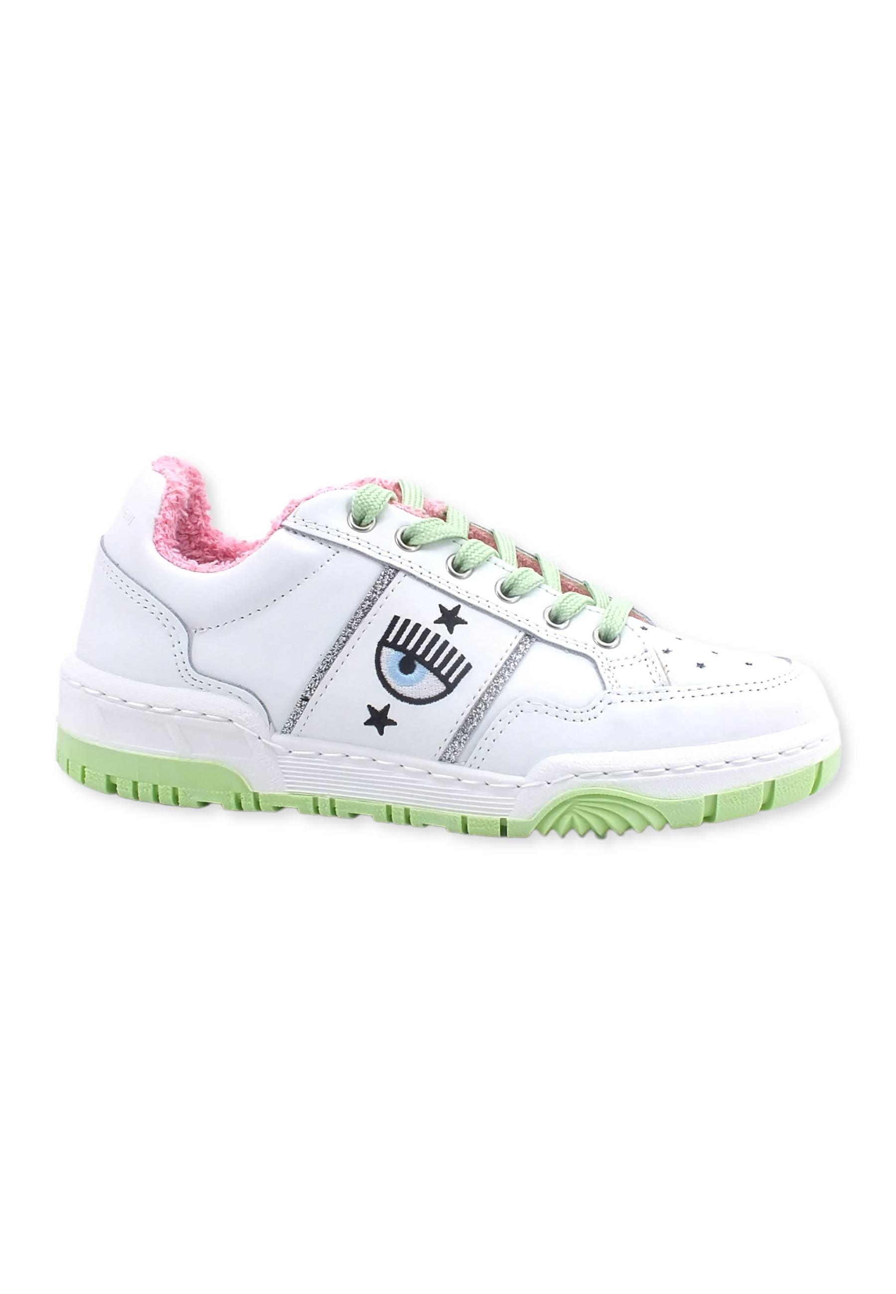 CHIARA FERRAGNI Sneaker Low Donna White Light Green CF3003-159 - Sandrini Calzature e Abbigliamento