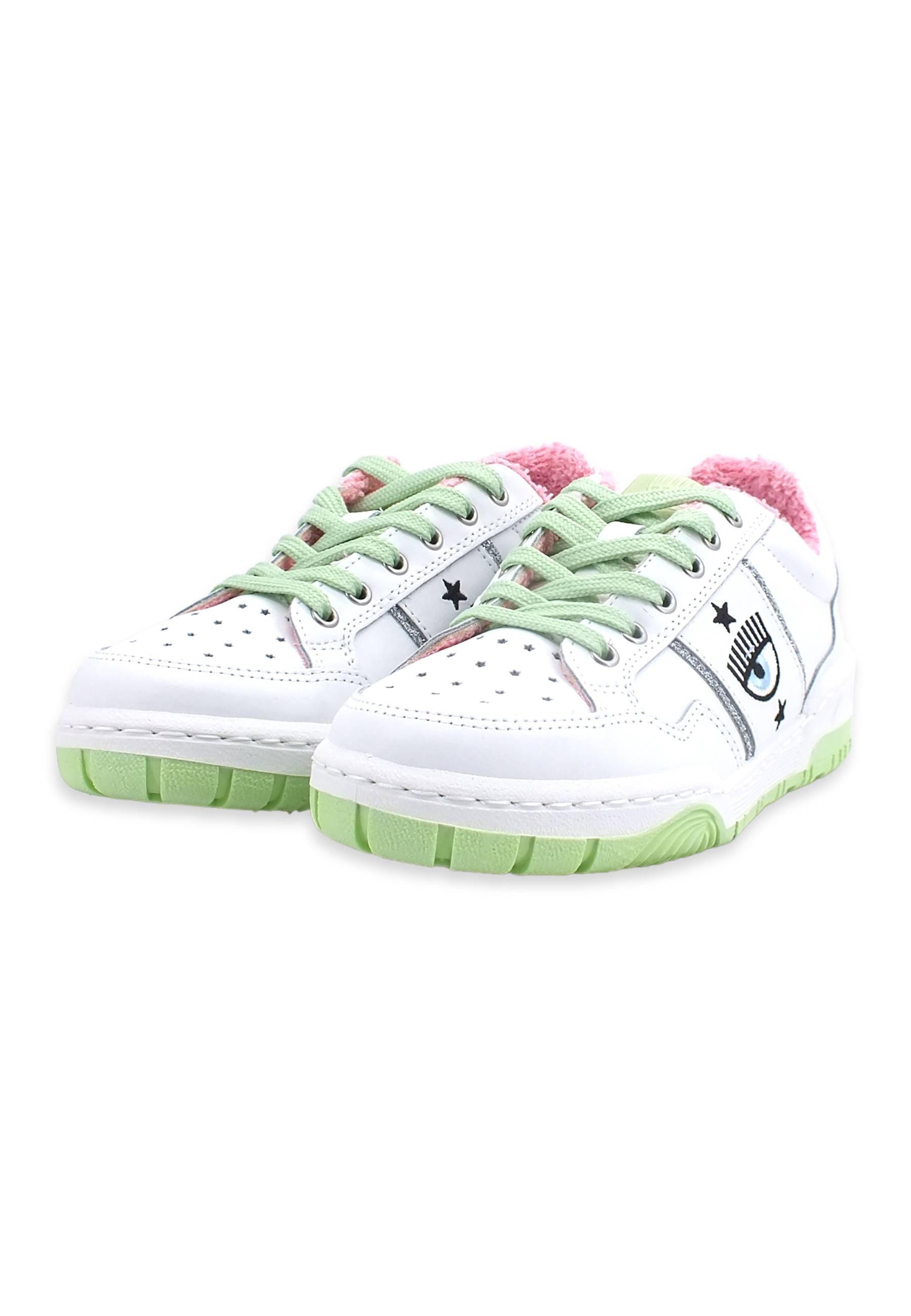 CHIARA FERRAGNI Sneaker Low Donna White Light Green CF3003-159 - Sandrini Calzature e Abbigliamento