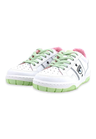 CHIARA FERRAGNI Sneaker Low Donna White Light Green CF3003-159 - Sandrini Calzature e Abbigliamento