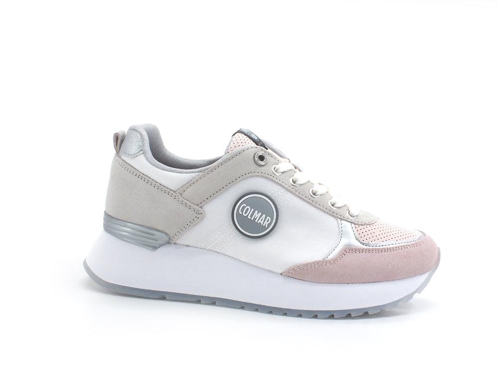 COLMAR High Outsole Sneaker Suede White Blush Pink TRAVISPRIME069 - Sandrini Calzature e Abbigliamento