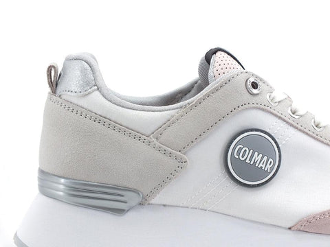 COLMAR High Outsole Sneaker Suede White Blush Pink TRAVISPRIME069 - Sandrini Calzature e Abbigliamento