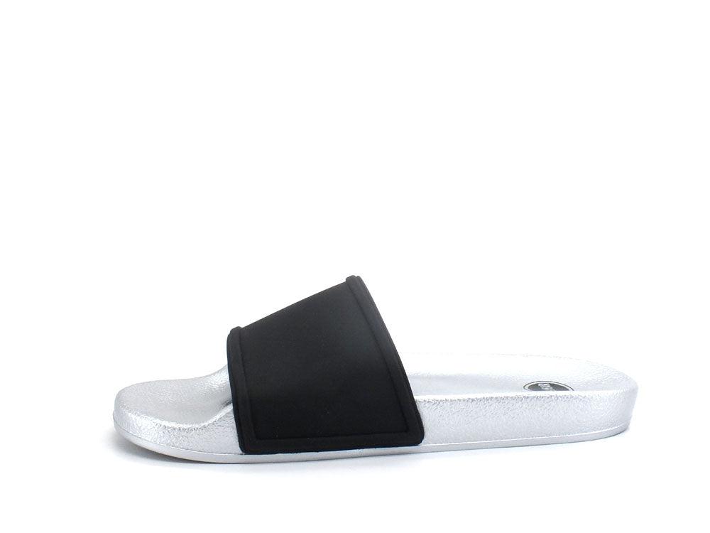 COLMAR Slipper Plain Ciabatta Bicolor Logo Black Silver SLIPPERPLAIN139 - Sandrini Calzature e Abbigliamento