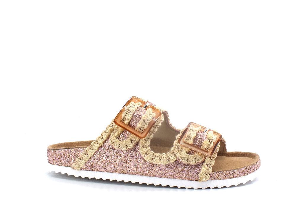 COLORS OF CALIFORNA Ciabatta 2 Fibbie Glitter Rosa - Sandrini Calzature e Abbigliamento