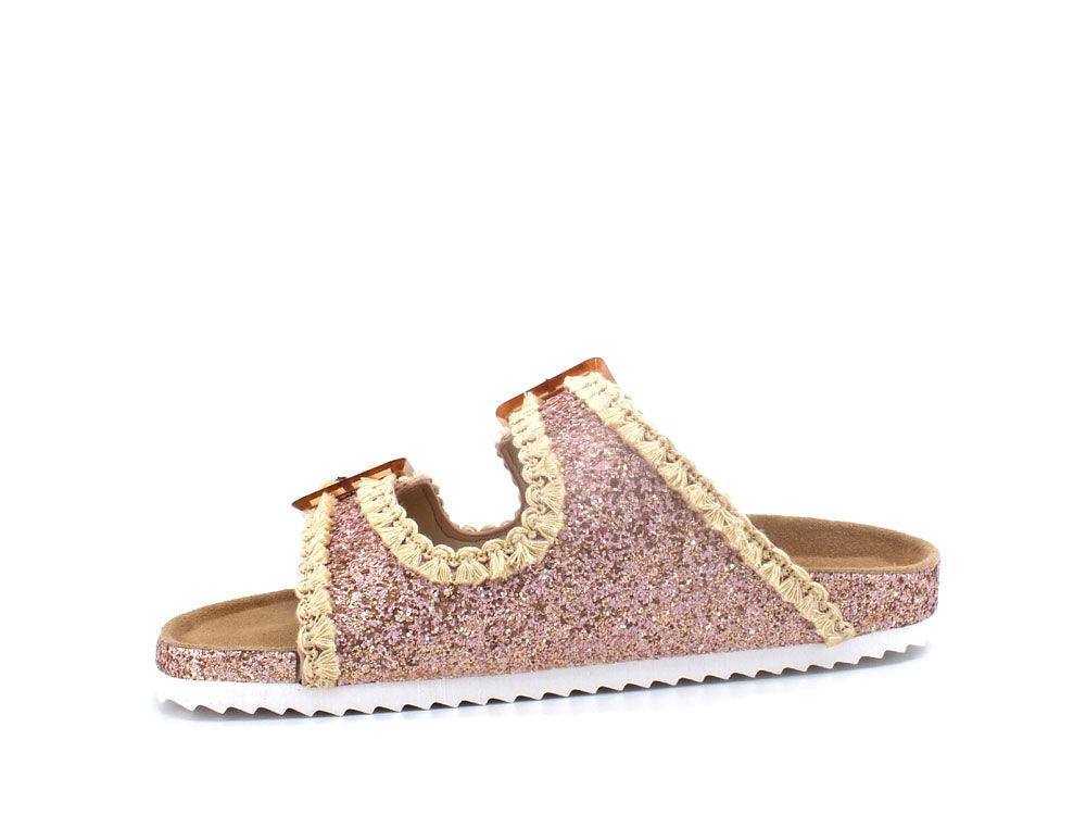 COLORS OF CALIFORNA Ciabatta 2 Fibbie Glitter Rosa - Sandrini Calzature e Abbigliamento