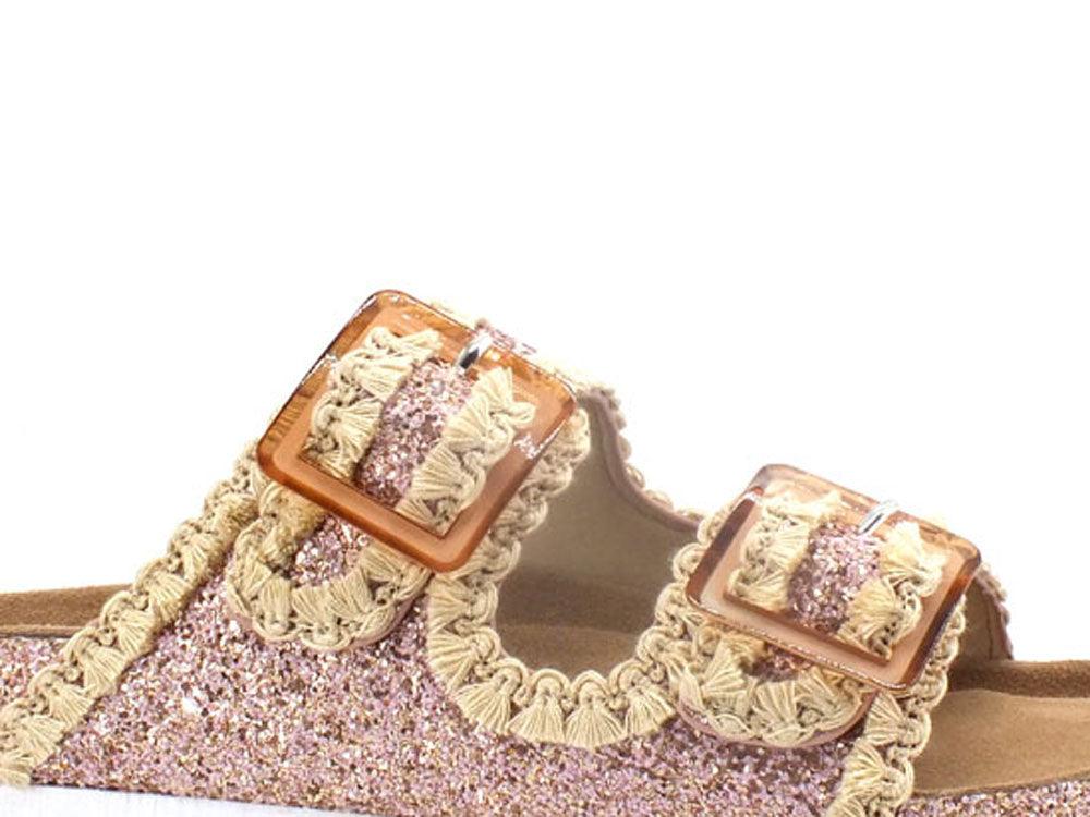COLORS OF CALIFORNA Ciabatta 2 Fibbie Glitter Rosa - Sandrini Calzature e Abbigliamento