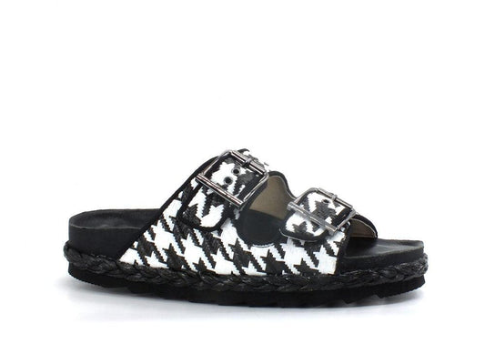 COLORS OF CALIFORNA Ciabatta 2 Fibbie Pied De Poule Nero - Sandrini Calzature e Abbigliamento