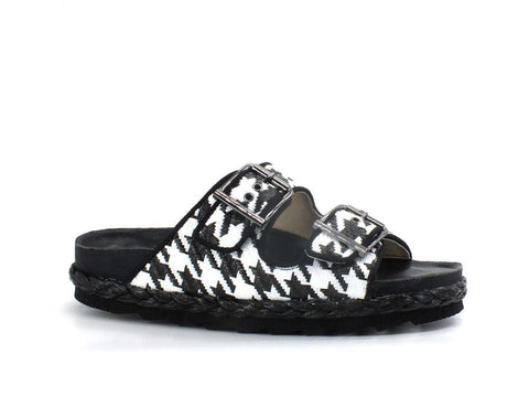 COLORS OF CALIFORNA Ciabatta 2 Fibbie Pied De Poule Nero - Sandrini Calzature e Abbigliamento