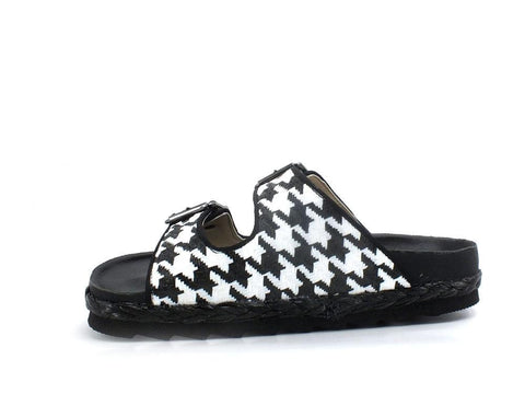 COLORS OF CALIFORNA Ciabatta 2 Fibbie Pied De Poule Nero - Sandrini Calzature e Abbigliamento