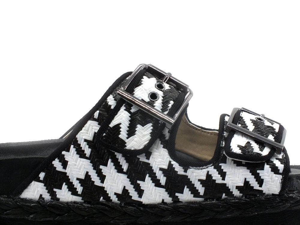 COLORS OF CALIFORNA Ciabatta 2 Fibbie Pied De Poule Nero - Sandrini Calzature e Abbigliamento