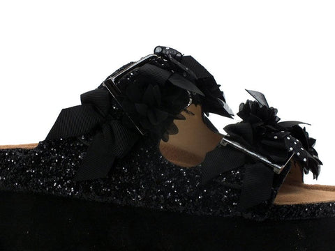 COLORS OF CALIFORNA Ciabatta Platform Fibbie Glitter Nero - Sandrini Calzature e Abbigliamento