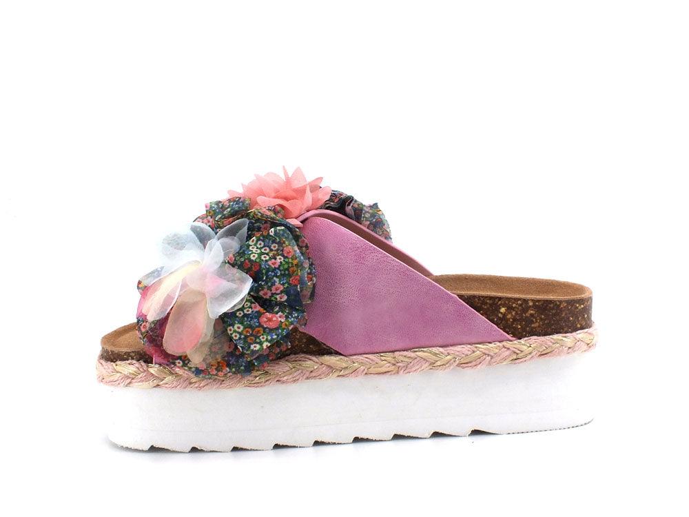 COLORS OF CALIFORNA Ciabatta Platform Fiori Flower Rosa - Sandrini Calzature e Abbigliamento