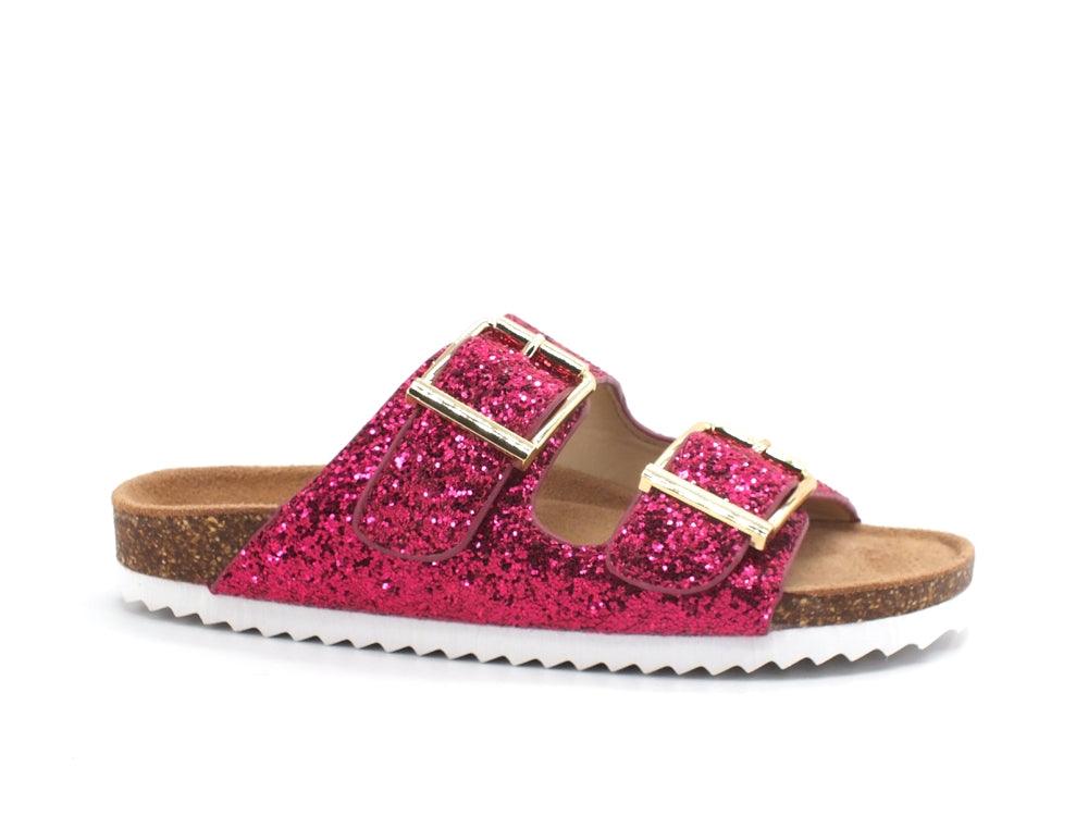 COLORS OF CALIFORNIA Ciabatta Fibbie Glitter Fuxia HC.BIO035 - Sandrini Calzature e Abbigliamento