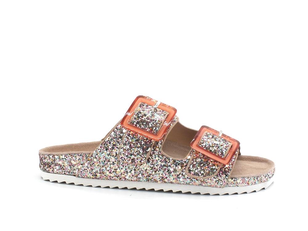 COLORS OF CALIFORNIA Ciabatta Fibbie Glitter Pink HC.BIO047-BIS - Sandrini Calzature e Abbigliamento