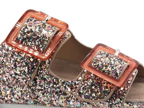 COLORS OF CALIFORNIA Ciabatta Fibbie Glitter Pink HC.BIO047-BIS - Sandrini Calzature e Abbigliamento
