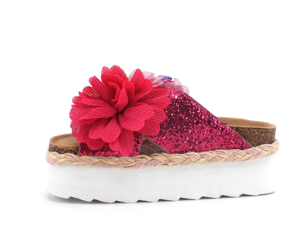 COLORS OF CALIFORNIA Ciabatta Platform Fiori Fuxia HC.BES041 - Sandrini Calzature e Abbigliamento